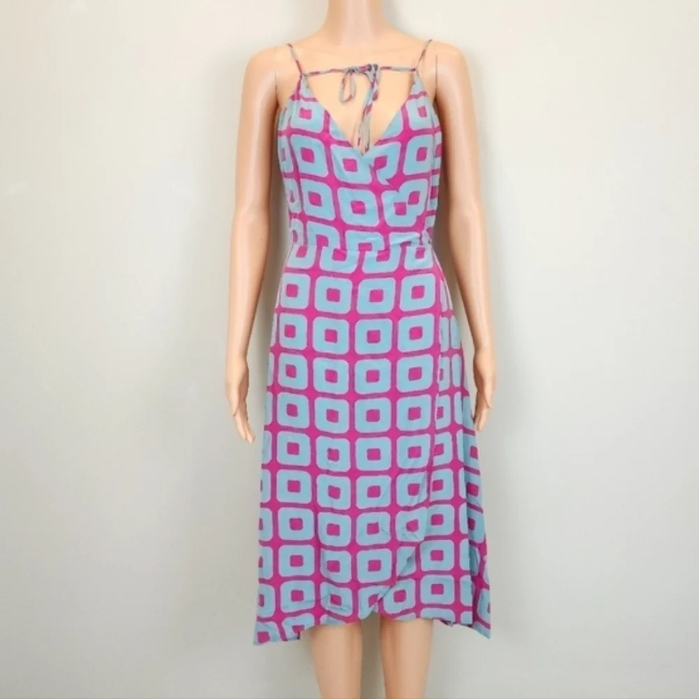 New TIBI Spaghetti Straps Wrap Midi Dress